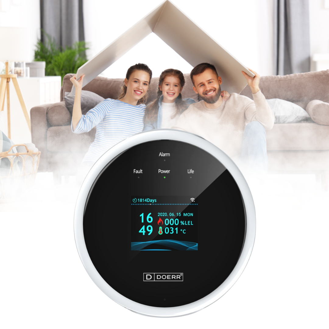 Detector de Gaz, Wireless, Senzor termic integrat, WiFi 2.4 GHz, Control prin Aplicatie, Display LCD, Semnal Luminos si Acustic