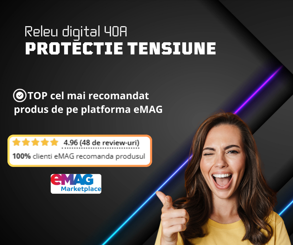 Releu de protectie tensiune, Protectie supratensiune, Protectie subtensiune, Monitorizare tensiune, Smart, Digital, Monofazat, Recuperare automata